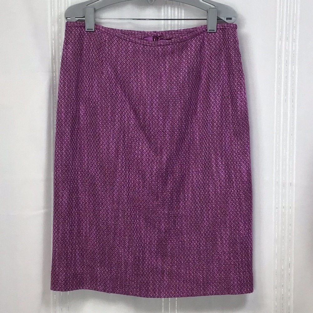 ☂️ Liz Claiborne ‘Suits Petite’ Purple Tweed Back Zip Back Kick Tailored Skirt